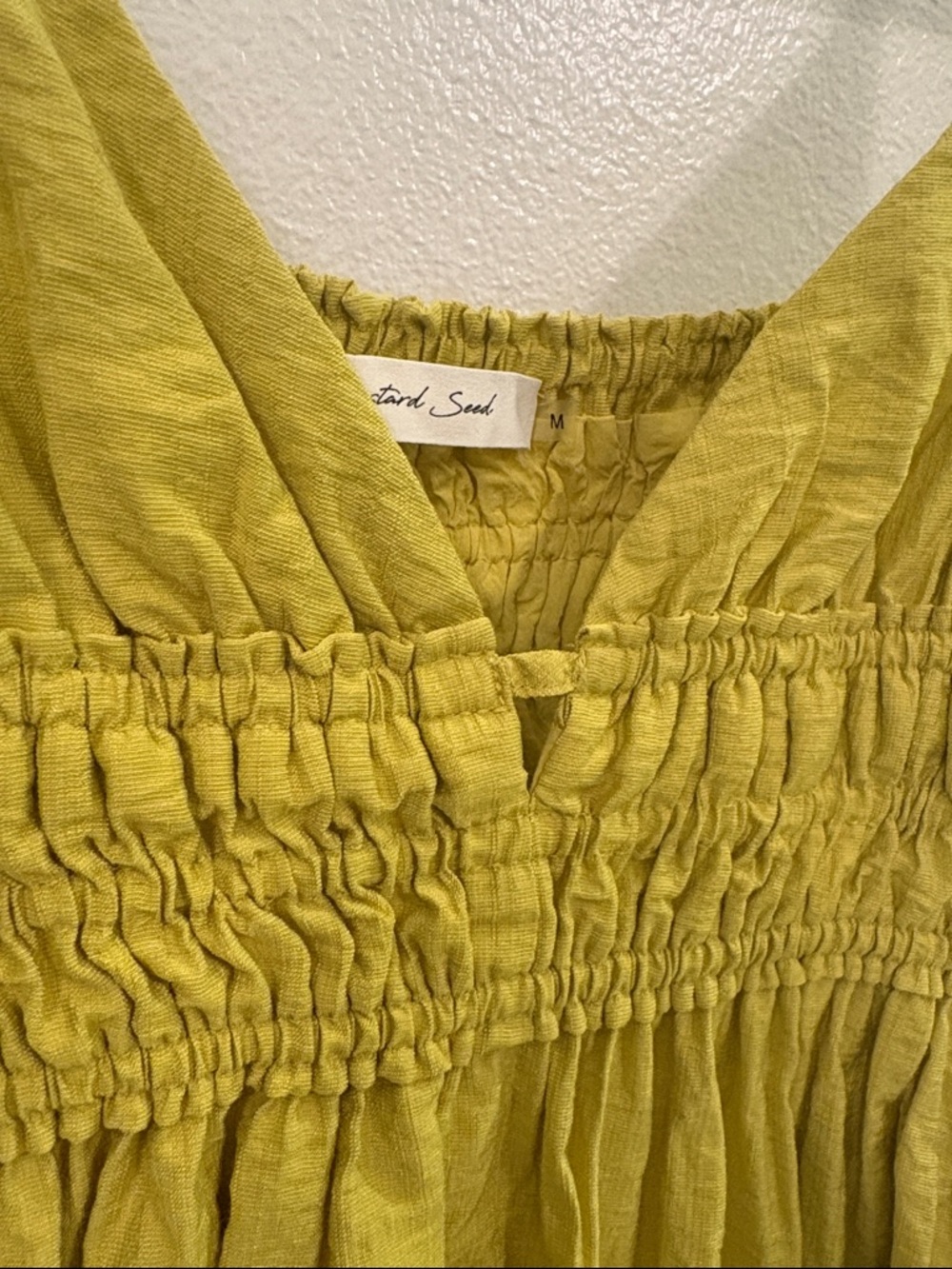 Chartreuse Spaghetti Strap Smocked Waist Sundress - Picture 3 of 7